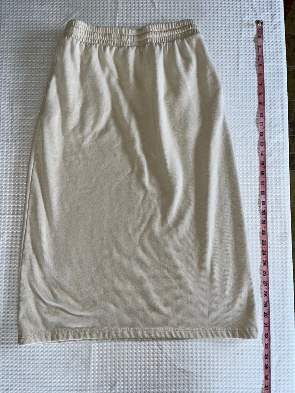 Oatmeal Beige Fleece Drawstring Midi Skirt w/ Pockets Size XS - Picture 3 of 6